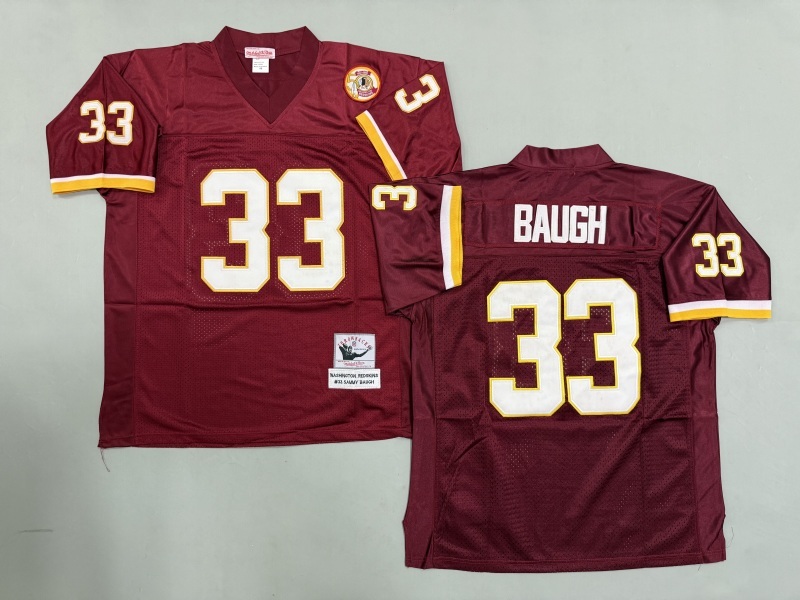 Men 2025 Washington Redskins 33 Baugh red Throwback Limited NFL Jersey style 002